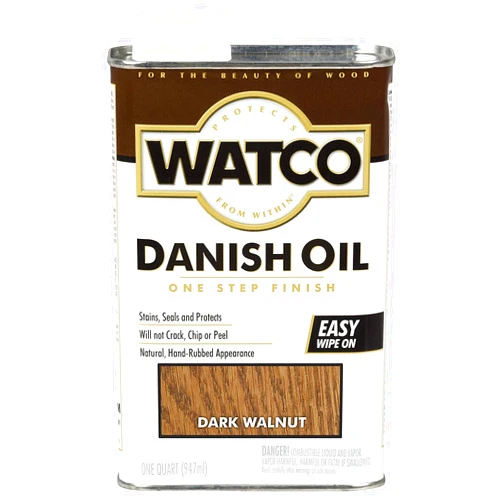 RUST-OLEUM, Quart, Dark Walnut Watco 242220 Danish Oil Wood Finish, Low VOC, 16 Fl Oz