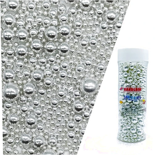 KANDLRIK Edible Silver Sugar Pearls Sprinkles Candy Mix Size Pearls Cake Decorations Cupcake Toppers Decorating Perfect for Wedding Party Valentine Christmas Supplies 4.58OZ