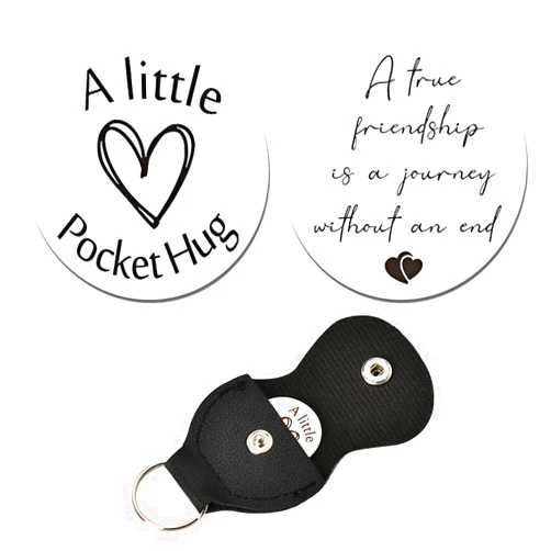 ShiQiao Spl Best Friends Gifts for Women Men - Pocket Hug Keychain Friend Bff Bestie Birthday Christmas Gift Long Distance Relationship Gifts A True Friendship is A Journey Without An End Keychains Double Sided