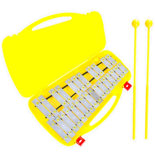 EASTROCK Professional Glockenspiel, 27 Notes Xylophone for Kids with Case Two Mallets, Music Teaching, Gifts, Perfectly Tuned Instrument Yellow