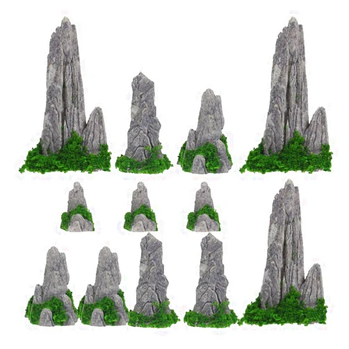 BESPORTBLE Aquarium Mountain Rock Resin Ornament 12Pcs Garden Mountain Statue Resin Mountain Decoration Micro Landscape Decorations