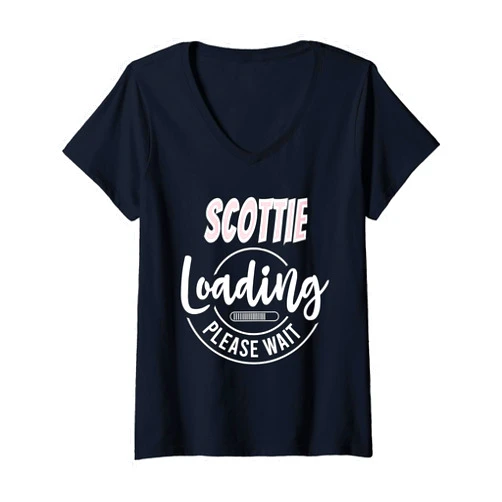 Personalized Baby Loading Babies Coming Shower Womens Scottie Custom Personalized Baby Loading Shirt Shower V-Neck T-Shirt