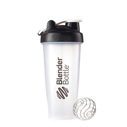 BlenderBottle Classic Shaker Bottle Perfect for Protein Shakes and Pre Workout, 28-Ounce, Clear/Black/White