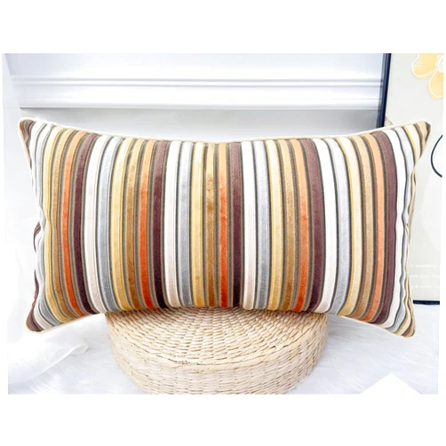PANOD Modern Long Lumbar Throw Pillow Cover 12 x 24,Luxury Soft Velvet Pile Long Lumbar Throw Pillow for Bed Sofa Couch Livingroom Farmhouse,Yellow and Brown Decorative Boho Long Lumbar Pillow Case