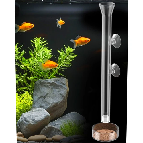 Pawfly Aquarium Fish Feeding Dish Set – Clear Glass Shrimp Feeder Tube with Dish & 2 Suction Cups, Fish Tank Feeding Supplies for Shrimp, Betta and Tropical Fish