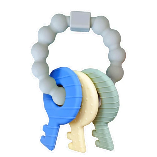 Intatikoo Baby Teether Keys,Teething Keys Toys for 3 to 18 Months Infants Toddler Sensory Chew Toys BPA-Free Toy for Baby Teething Relief(Grey)