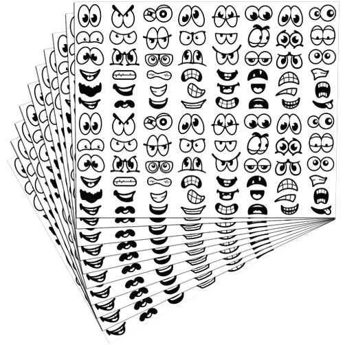Outus 960 Pieces Halloween Stickers Eyes Mouth Cartoon Stickers Labels for Art Craft DIY Scrapbook(Black)