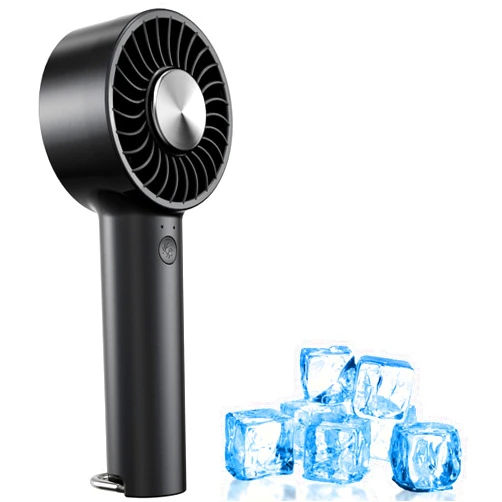 CRISLEX Portable Ice Cooling Handheld Fan with Semiconductor Cooling Plate, USB Rechargeable Personal Turbo Mini Hand Held Fan that Blow Cold Air, 5 Speeds Ice Cooler, Gift for Womens, Mens, Travel, Outdoor