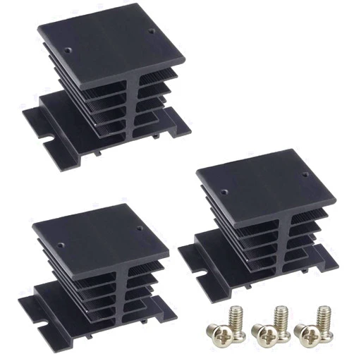TIHOOD 3PCS Aluminum Heat Sink SSR Dissipation for Single Phase Solid State Relay 10A-40A Black
