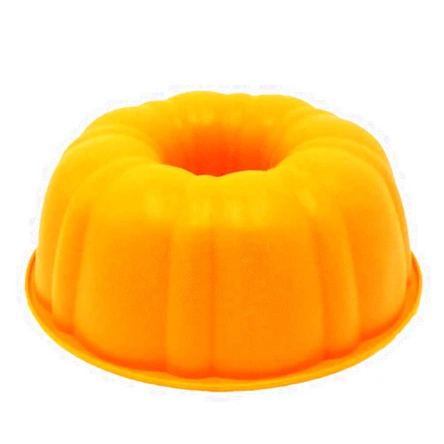 KeepingcooX Silicone 9 Inch Fluted Cake Pan - Round Deep Baking Mold - Nonstick Bakeware, 9.84 x 3.54-Inches, Halloween Pumpkin Shape Baking Mould