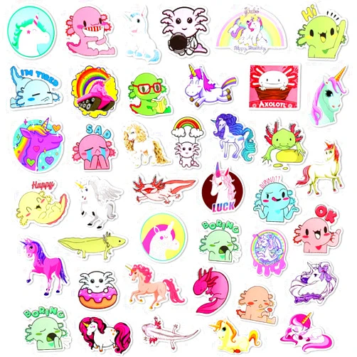 SUSIHI 80Pcs Cute Axolotl Stickers for Water Bottles Unicorn Stickers for Kids Girls Axolotl Waterproof Vinyl Stickers Bulk
