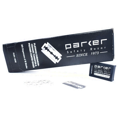 Parker Safety Razor 100 Count, Parker Safety Razor Double Edge Safety Razor Blades, Premium Platinum Stainless Steel Razor Blades with PTFE, Tungsten and Chromium Coated Edges for Smooth, and Comfortable Shaves 100 Count (Pack of 1)