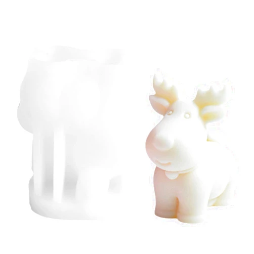 TOPYS 3D Christmas Elk Deer Silicone Candle Molds Soap Mold, DIY Xmas Theme Resin Mould for Home Party Decoration, Handmade Soap Bath Bomb Lotion Bar Chocolate Jello