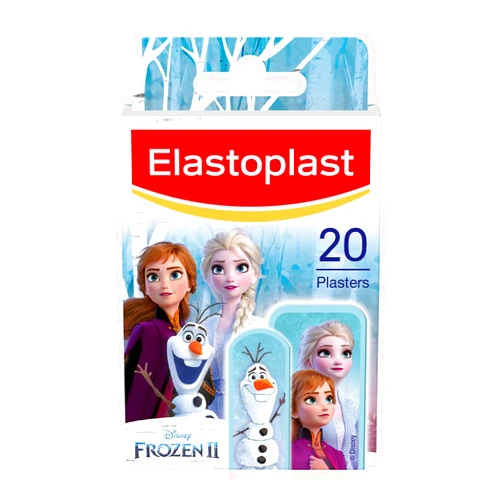 Elastoplast Disney Frozen Plasters, Assorted Sizes (20 Pieces), Coloured First Aid Plasters for Children, Kid's Plasters with Frozen Designs, Various Sized Plasters