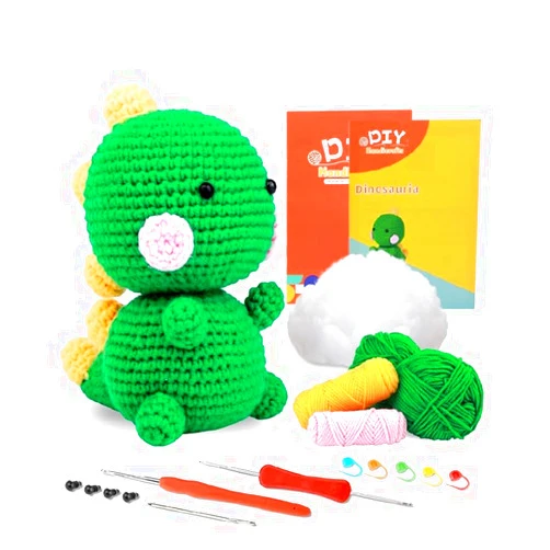 SPOVE Crochet Kit for Beginners, Crochet Starter Kit with Step-by-Step Video Tutorials, Crocheting Kits Crochet Yarn, DIY Knitting Supplies for Adults & Kids, Crochet Kits Dinosaur