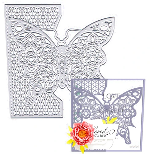 LANGFON Metal Lace Cutting Dies Butterfly Die Cuts for Card Making, Spring Butterfly Die Cut Embossing Stencil Template Tool for Wedding Invitation DIY Scrapbooking Photo Album Card Craft Decoration