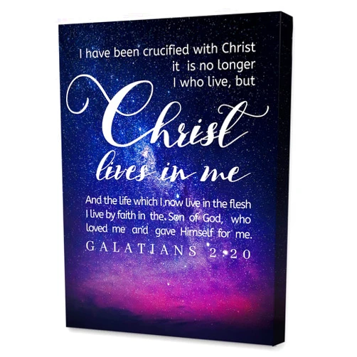 LISTNGBO Galatians 2:20 Wall Art Canvas,Bible Verse Christian Canvas Painting Wall Decor for Christian Home Office Bedroom