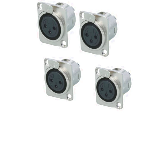 Lagogia 3 Pin XLR Female Socket Metal Panel Mount Chassis Microphone Audio Jack D-Type Connector Adapter, Pack of 4