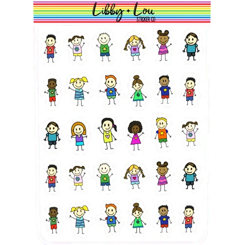 Libby & Lou Sticker Co Kids Stick Figure Planner Stickers | Libby and Lou Sticker Co