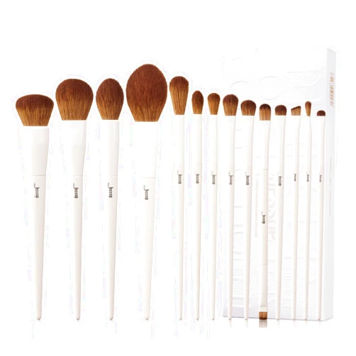 Jessup Makeup Brushes 14Pcs Makeup Brush Set Premium Synthetic Powder Foundation Contour Blush Concealer Eye Shadow Blending Liner Make Up Brush Kit Light Grey T329