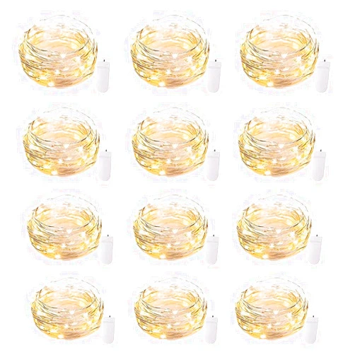 Brightown 12 Pack LED Fairy Lights Battery Operated String Lights - 7ft 20LED Waterproof Silver Wire Firefly Starry Moon Lights for DIY Crafts Wedding Table Centerpieces Party Bedroom Christmas