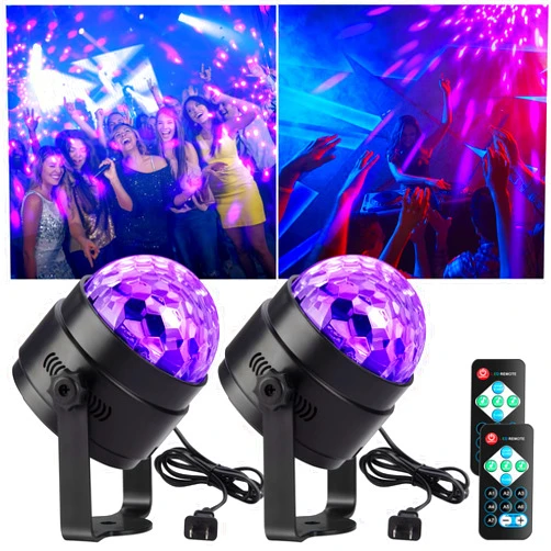 SOLLED Party Lights,UV Black Lights for Glow Party with Remote Control, Disco Ball Strobe Lamp 7 Modes Stage Light for Christmas Home Room Dance Party Parties Birthday,2 pcs