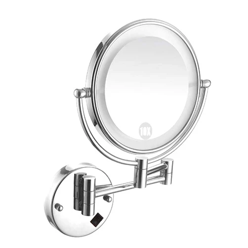 NOVOCE 8 in LED Lighted Wall Mounted Bathroom Magnification 10X Mirror Vanity Mirror, 10X Magnification Makeup Wall Mounted Mirror with LED Double Sided with Lights,hardwire (Size : Hardwire)