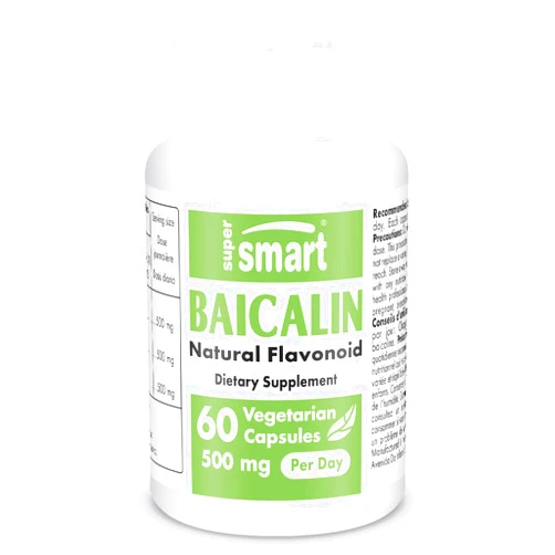 Supersmart - 90% Baicalin 500mg per Day (Scutellaria Baicalensis) - Chinese Skullcap Extract Supplement | Non-GMO & Gluten Free - 60 Vegetarian Capsules