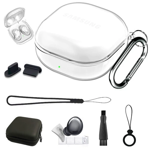 GAFKIDFO Clear for Galaxy Buds Fe Case - 2 Pro 2022/ Buds Pro/Buds 2 2021/ Buds Live 2020 Cover 8 in 1 Accessories Set Kit for Samsung Galaxy Buds Fe Earbuds Case Soft Silicone Protective Case Transparent