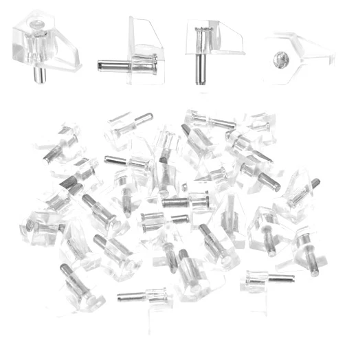 Styquenzer 1/8 Inch (3mm) Shelf Support Peg Shelf Pegs Clear Plastic Cabinet Shelf Pins Shelf Holder Pins Replacement Pegs Furniture Shelves Holder Pegs for Kitchen Furniture Cabinet Bookcase, 30Pcs