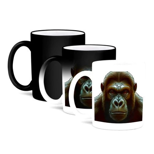 3dRose Coffee Mug, Size - 11oz - Ape Mountain Gorilla Fun Face Cut Out Vector Art - Ape Mountain Gorilla - funny coffee cup gift