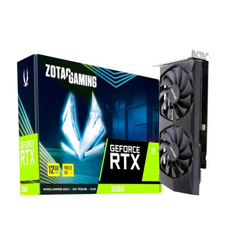 ZOTAC Gaming GeForce RTX™ 3060 12GB GDDR6 192-bit 15 Gbps PCIE 4.0 Compact Gaming Graphics Card, Active Fan Control, Freeze Fan Stop, ZT-A30600P-10M