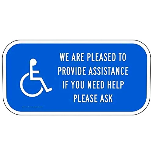 ComplianceSigns.com We Are Pleased To Provide Assistance If You Need Help Please Ask Reflective Sign, Blue Reflective, 12x6 inch on 80 mil Aluminum
