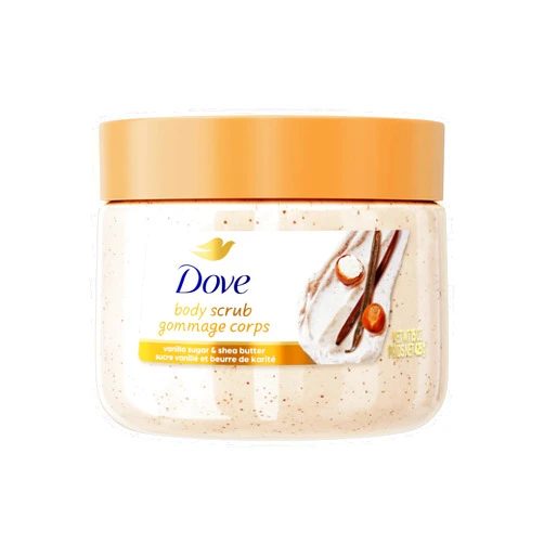 Dove Vanilla Sugar & Shea Butter Body Scrub Exfoliates and Deeply Nourishes for Smooth, Radiant Skin 15 oz