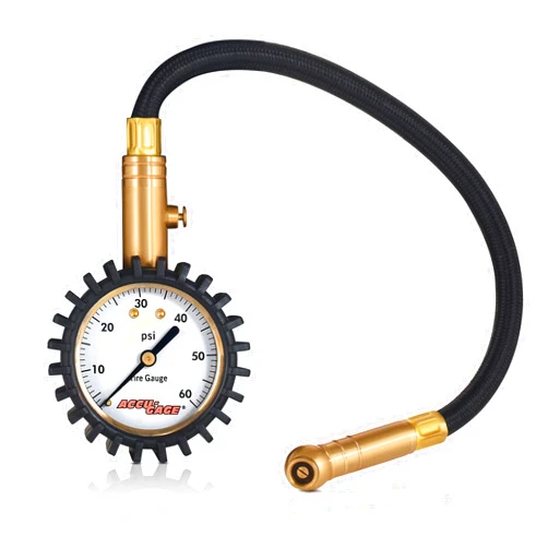 Accu-Gage RH60XA Professional Tire Pressure Gauge with Protective Rubber Guard, Angled Swivel Chuck, 60 PSI