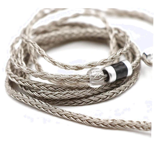 Linsoul Tripowin Zonie IEM Cable, 16 Core Silver Plated Earphone Upgraded Cords, 1.25m SPC in Ear Monitor Cable for 7hz Zero:2 Orchestra Lite Cadenza Hype4 Supermix4(2pin 0.78mm, 3.5mm)(Grey)