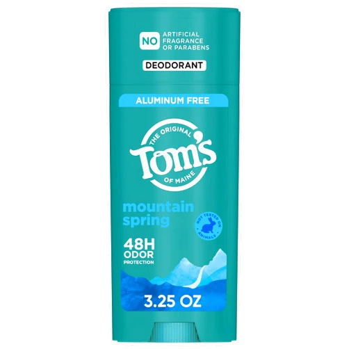 Tom's of Maine Tom’s of Maine Mountain Spring Natural Deodorant for Men and Women, Aluminum Free, No Artificial Fragrances, Dyes, or Preservatives, Baking Soda Free, 48-Hour Odor Protection, 3.25 oz