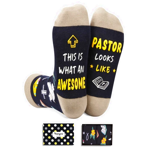 HAPPYPOP Funny Christian Gifts Men Pastor Appreciation Gifts, Christian Religious Socks Pastor Socks Jesus Socks