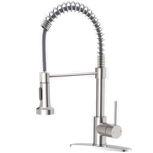 OWOFAN Kitchen Faucet with Pull Down Sprayer Brushed Nickel Stainless Steel Single Handle Pull Out Spring Sink Faucets 1 Hole Or 3 Hole Dual Function for Farmhouse Camper Laundry Utility Rv Wet Bar