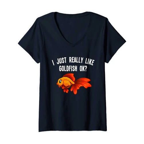 Goldfish Gifts Love Fish Aquatic Pets Accessories Womens Cute Goldfish Design For Men Women Goldfish Aquarium Lovers V-Neck T-Shirt