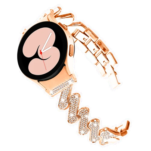 MoreanBelt Moran Compatible with Samsung Galaxy Watch 6 5 & 4 Band 44mm 40mm/5 Pro 45mm, Women Bling Diamond Slim Band for Galaxy Watch 4 Classic 46mm 42mm /Galaxy 3 41mm/Active 2, 20mm No Gap Band Metal