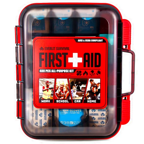 EVERLIT 400 Pcs Emergency First Aid Kit Medical Kit Professional Med Kit Supplies for Preparedness, Survival, Office, School, Home, Disaster, Car, Business, Restaurant