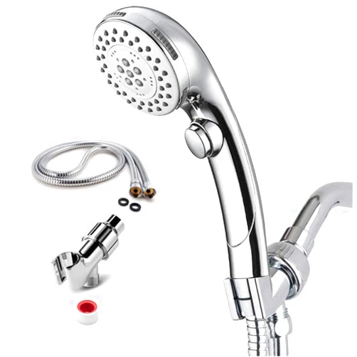 BENHAI High Pressure Shower Head with Hose, 5 Spray Settings with Switch Handheld Shower Adjustable Massage Spa Hand Held Showerhead with 1.5M Hose Chrome Self Cleaning Shower