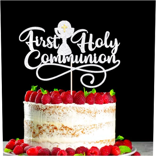 Bekaterea First Communion Cake Topper,God Bless,First Holy Communion Decoration,Featured God Christian Baptism/Confirmation/Baby Shower/Birthday/Sacrament Party Decoration supplies