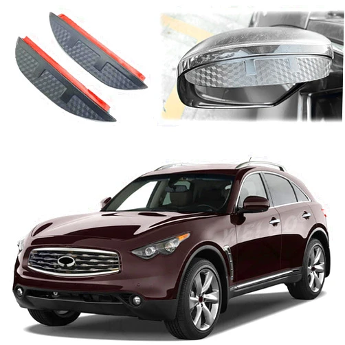 YPSQQHD 2 pcs Car Rearview Mirror Rain Shield Compatible with Infiniti FX 2003-2017, Rain Eyebrow Cover With small round mirror Rear View Side Mirror Carbon Fiber Look,2009-2017