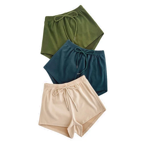 MakeMeChic Women's 3pack Elastic Waist Knot Front Lounge Track Shorts