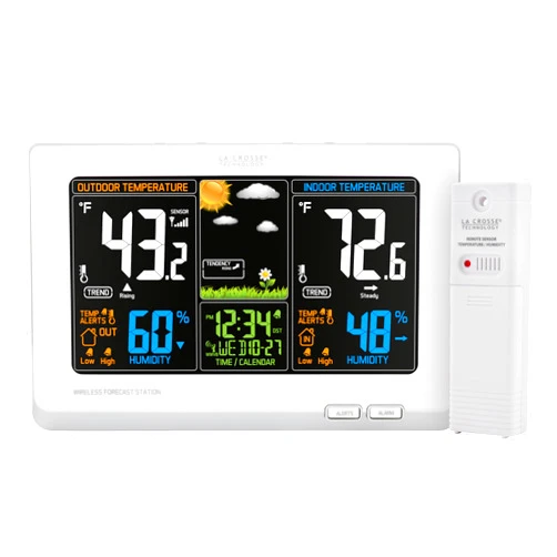 La Crosse Technology Wireless Atomic Digital Color Forecast Station with Alerts, White (308-1414W)