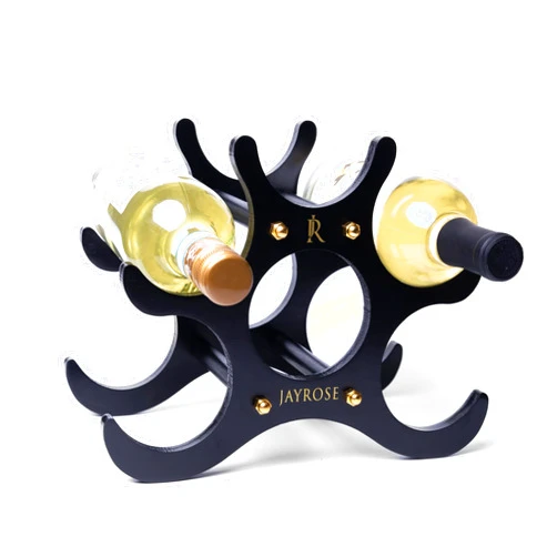 JAYROSE Wooden Wine Rack Holds 6 Bottles - Compact and Movable Wine Holder - Easy to Assemble, Space Saving Storage Design Countertop Wine Rack for Kitchen, Bar, Pantry and More