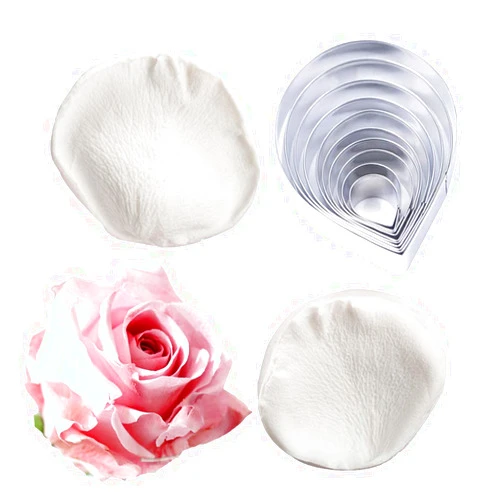 KALAIEN 10 Pcs Austin Rose Cutter Set and 2 Pcs Rose Petals Shape Silicone Fondant Mold Veining Petal Sugar Flower Making Tool Cake Decorating Gumpaste Flowers Decor Kit