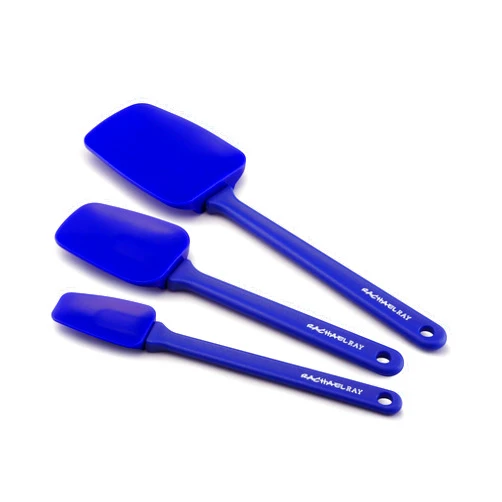 Rachael Ray Tools and Gadgets Solid Spoonulas / Scraping Cooking Utensil Set - 9-1/2-Inch, 10-Inch, and 12-1/2, Blue